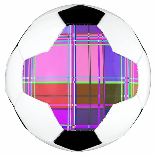 Pink tartan Fabric Pattern Cloth Madras Soccer Ball (Front)