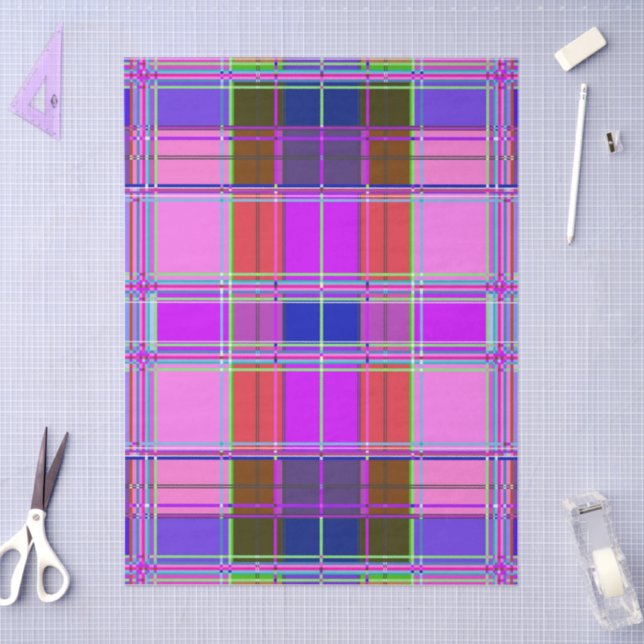 Pink tartan Fabric Pattern Cloth Madras Tissue Paper (Craft)