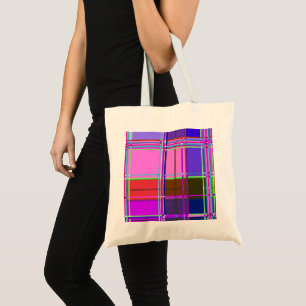 Pink tartan Fabric Pattern Cloth Madras Tote Bag