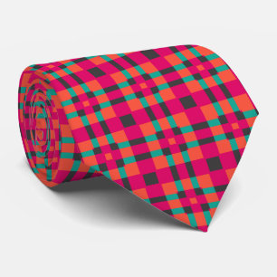 Pink Tartan Geometric Pattern Tie