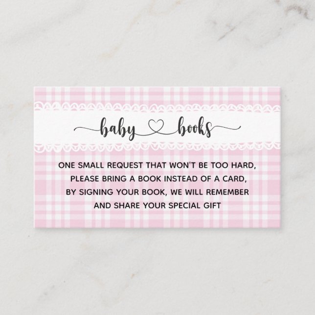 Pink Tartan Girl Baby Shower I Birthday  Enclosure Card (Front)