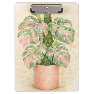 pink tartan monstera leaf Scottish scotland Clipboard