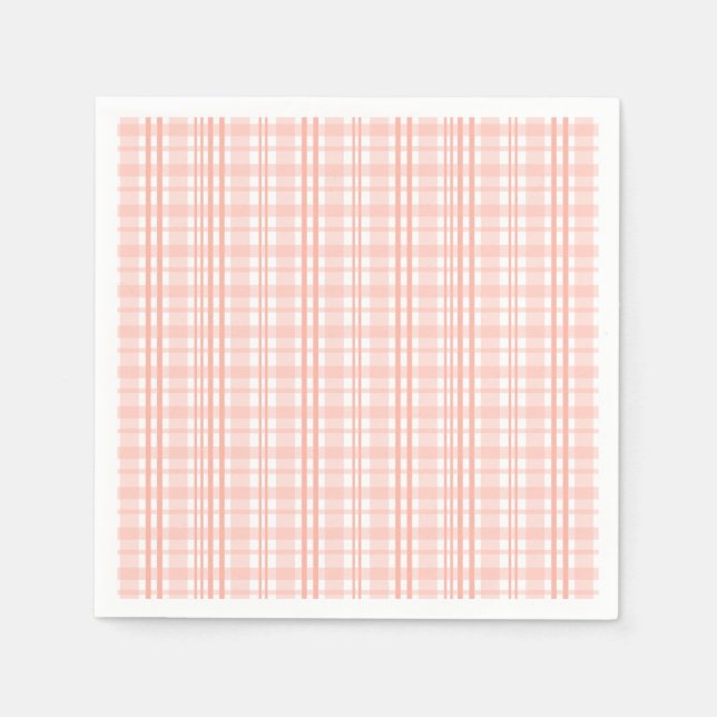 Pink Tartan Paper Napkins Berry First Party Decor (Front)
