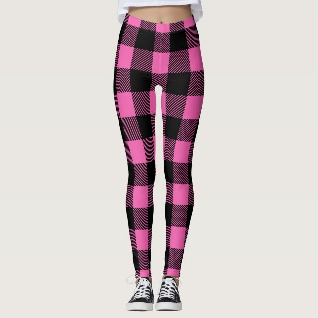Pink Tartan Pattern Leggings (Front)