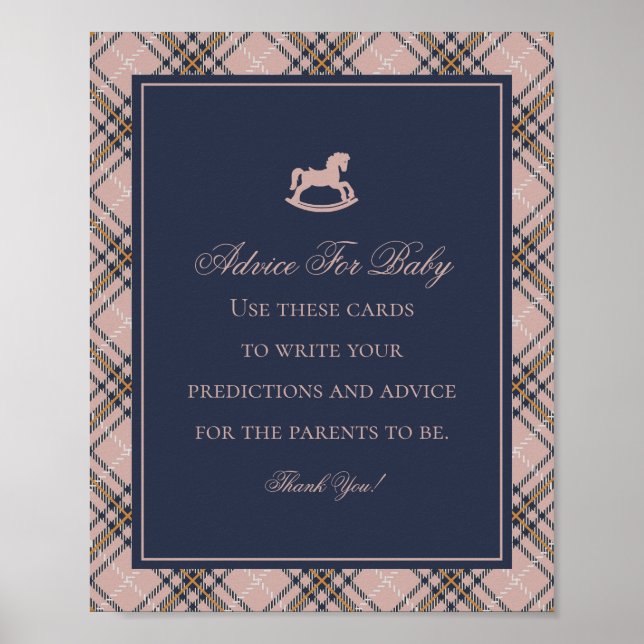 Pink Tartan Plaid Classic Rocking Advice for Baby Poster (Front)