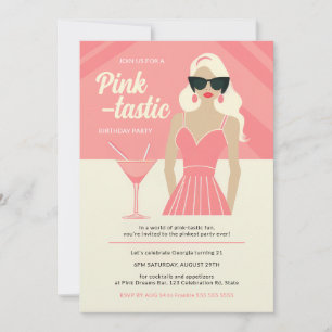 Pink-tastic Cocktail Party Birthday  Invitation
