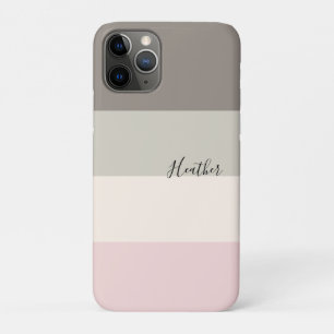 Pink Taupe Cream Colour Block Personalised iPhone 11 Pro Case