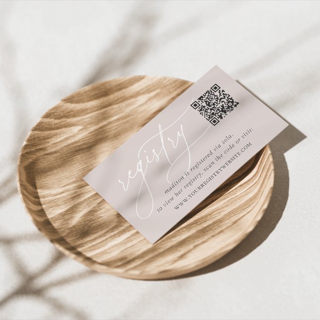 Pink Taupe Script Bridal or Baby Shower Registry Enclosure Card (Creator Uploaded)