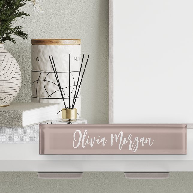 Pink Taupe Sketched Cursive Script Name Nameplate (Creator Uploaded)