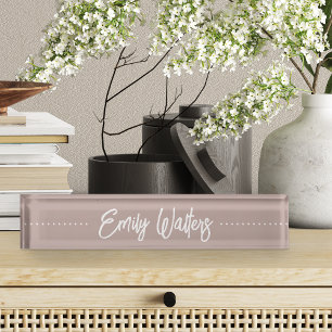 Pink Taupe Sketched Cursive Script Nameplate