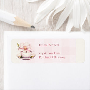 Pink Tea Party Baby Shower Return Address Label