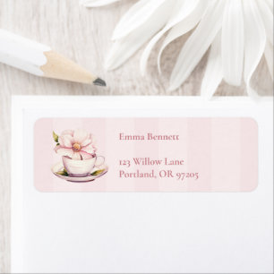 Pink Tea Party Baby Shower Return Address Label