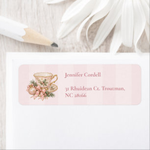 Pink Tea Party Baby Shower Return Address Label