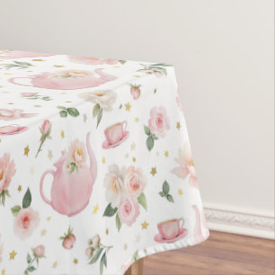 Pink Tea Party Baby Shower Tablecloth