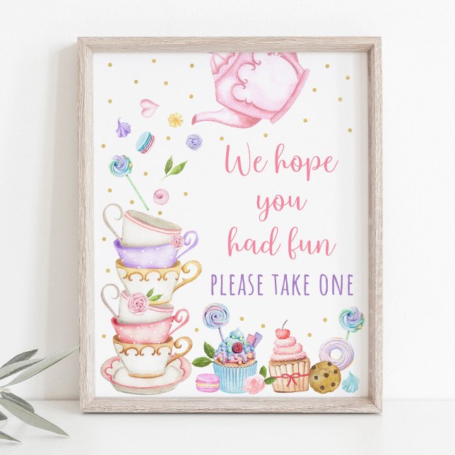 Pink Tea Party Birthday Favor Sign (Creator Uploaded)