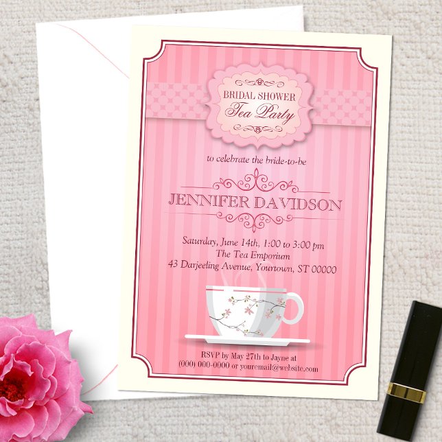 Pink Tea Party Bridal Shower Invitation (Creator Uploaded)
