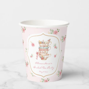 Pink Tea Party Bridal Shower Paper Cups