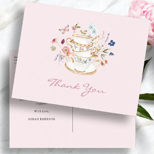 Pink Tea Party Bridal Shower Postcard
