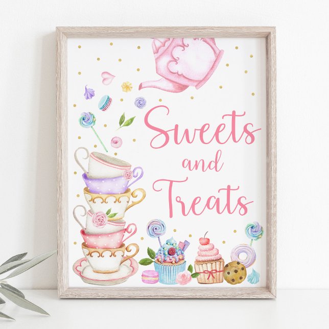 Pink Tea Party Sweets & Treats Birthday Sign (Creator Uploaded)