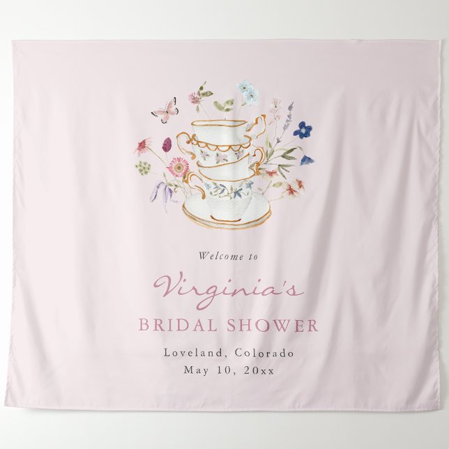 Pink Tea Party Tapestry (Pink Tea Party Welcome Tapestry by Painted Paperie
)