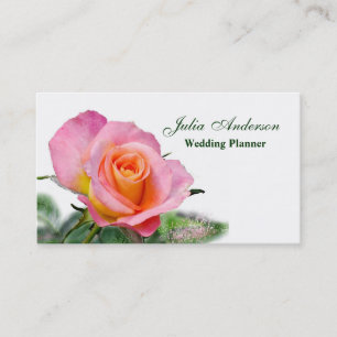 Pink Tea Rose Wedding Planner Business Card