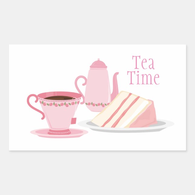 Pink Tea Set Themed Sticker (Front)