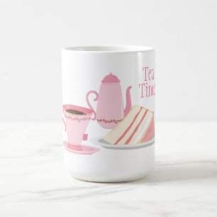 Pink Tea Set Themed Sticker Coffee Mug