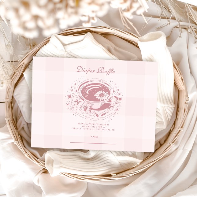 Pink Tea With The Mum To Be Diapper Raffle Enclosure Card (Creator Uploaded)