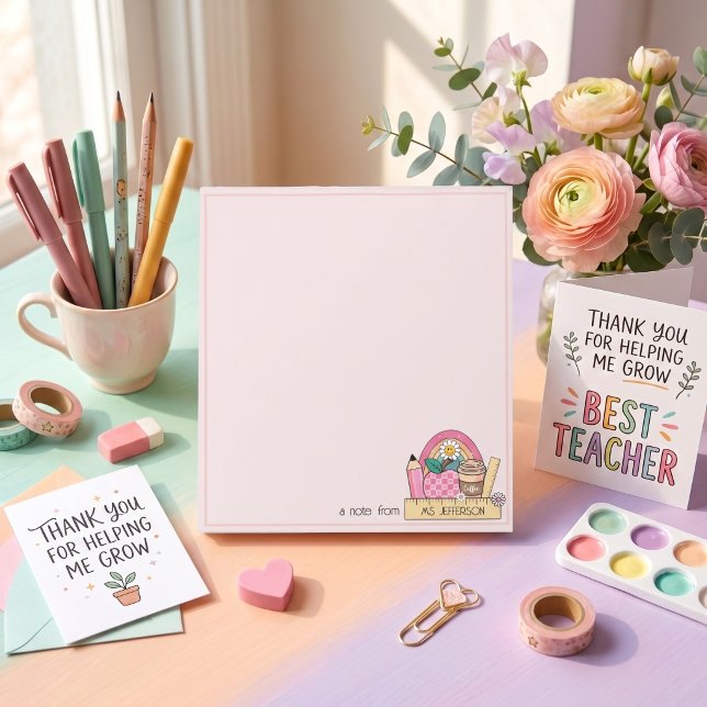 Pink Teacher appreciation retro pencil  Notepad (Creator Uploaded)