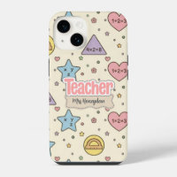 Pink Teacher Math Shapes Pattern