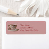 Pink Teacup and Saucer with Roses Return Address Label (Insitu)