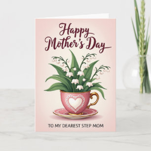 Pink Teacup Mothers Day Art Card