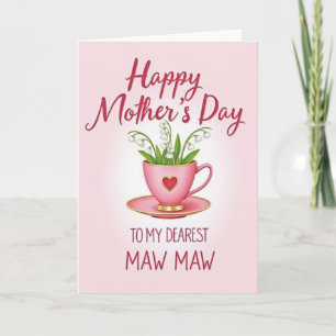 Pink Teacup Mothers Day Love Card