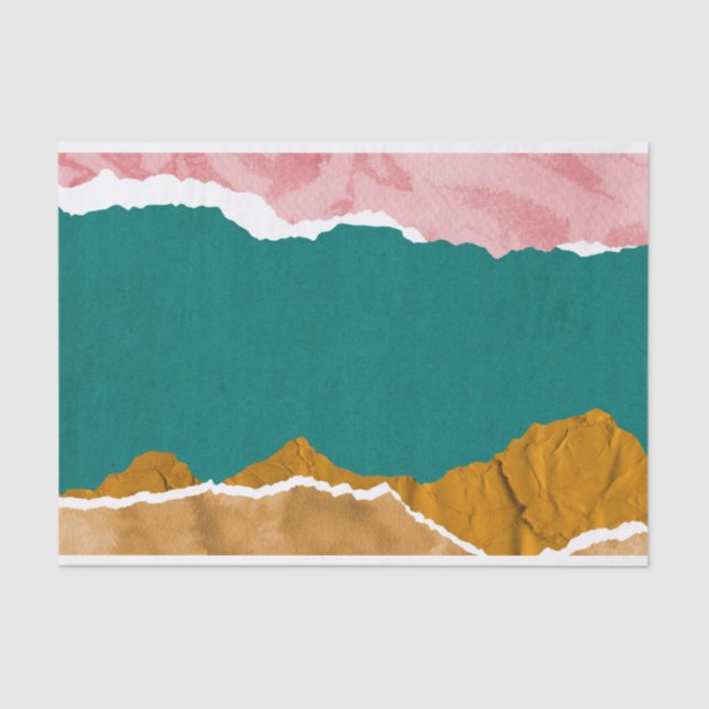 Pink Teal Abstract Modern Decoupage Tissue Paper (Front)