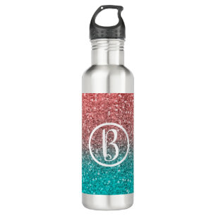 Pink Teal Aqua Blue & Purple Sparkly Glitter 710 Ml Water Bottle