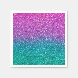 Pink Teal Aqua Blue & Purple Sparkly Glitter Party Napkin