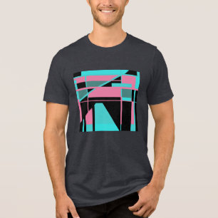 Pink Teal Black Abstract Labyrinth Design Tri-Blend Shirt