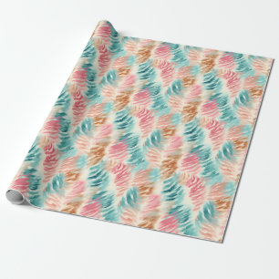 Pink Teal & Brown Abstract Wrapping Paper