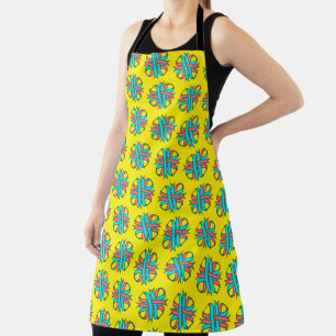 Pink-Teal Clover Ribbon by Kenneth Yoncich Apron