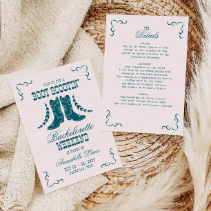 Pink Teal Cowgirl Bachelorette Social Club Invitation