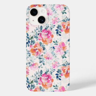 Pink & Teal Floral Pattern Case-Mate iPhone 14 Case