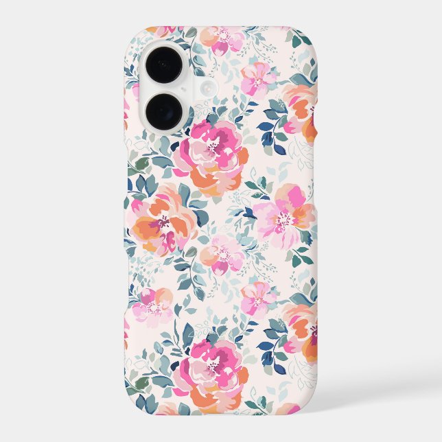 Pink & Teal Floral Pattern Samsung Galaxy S21 Case (Back)