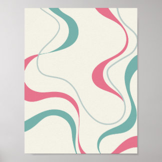 Pink & Teal Fluid Waves Poster