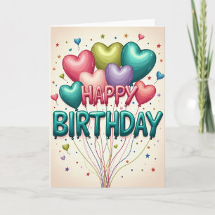 Pink Teal Inflatable Birthday Card