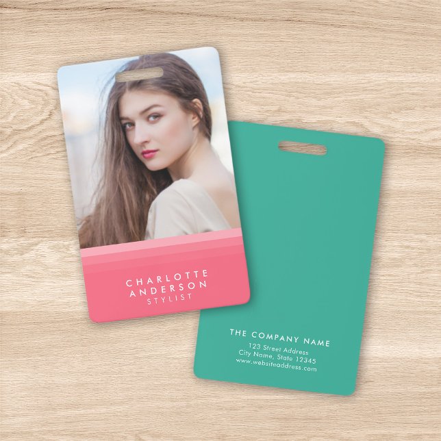 Pink & Teal Layered Photo ID Badge (Creator Uploaded)
