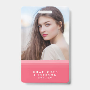 Pink & Teal Layered Photo ID Badge
