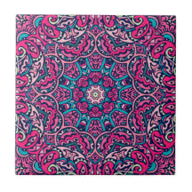 Pink, Teal & Navy Vibrant Boho Mandala