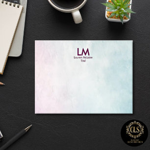 Pink Teal Ombre Clean Monogram Post-it Notes