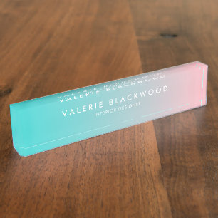 Pink Teal Ombre Gradient Nameplate