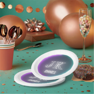 Pink Teal Paper Plates 2021